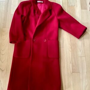 Elegant Red Women's Coat Vintage Perry Ellis Portfolio Red Maxi Coat – Size 6